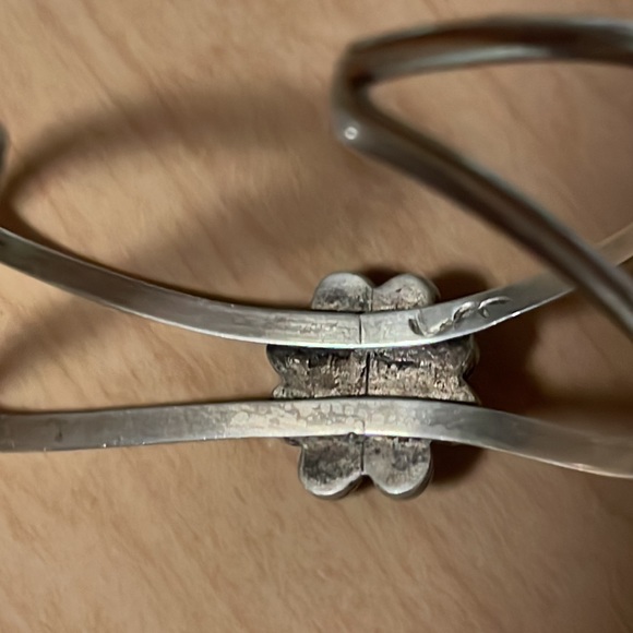 Old Pawn Bisbee Turquoise Sterling Cuff Signed - Picture 9 of 16